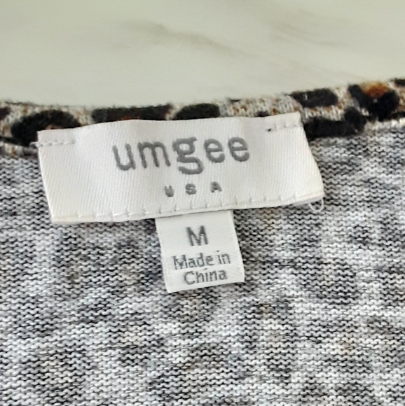 EMGEE Drape Front Hi-Low Leopard Print Drop Long Sleeve Blouse Sz M - Picture 6 of 7